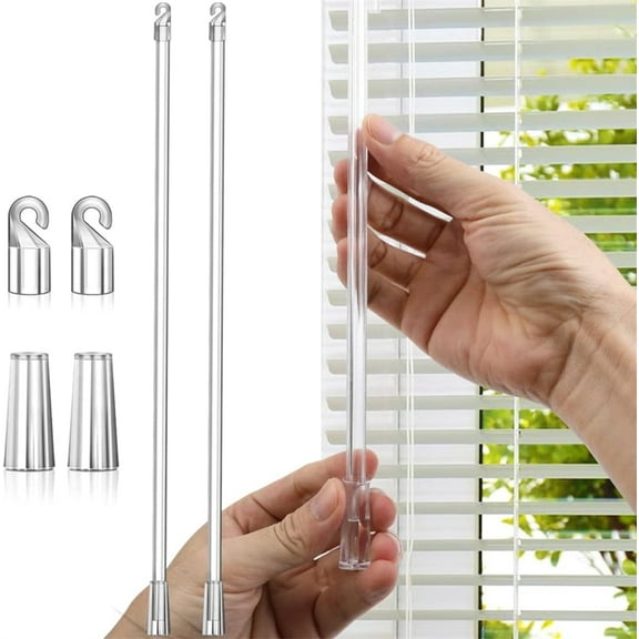 Tutuviw 17 Inches Blind Wand, 2 Pcs Vertical Blinds Replacement Control Wand， Tilter Rod for Blind Clear Plastic Blind Opener Long Window Blind Stick Tilt Rod with Hooks and Grips Rod