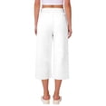 thumbnail image 5 of Side Slit Capris for Women Summer Wide Leg Pants Beach Casual Elastiv Wasited Trousers with Pockets White L, 5 of 5