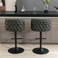 thumbnail image 4 of Modern Round PU Leather Bar Stools Dining Room Breakfast Round Dining Chair with Metal Footrest for Home Pub and Kitchen Island (Dark Gray,Set of 2), 4 of 9