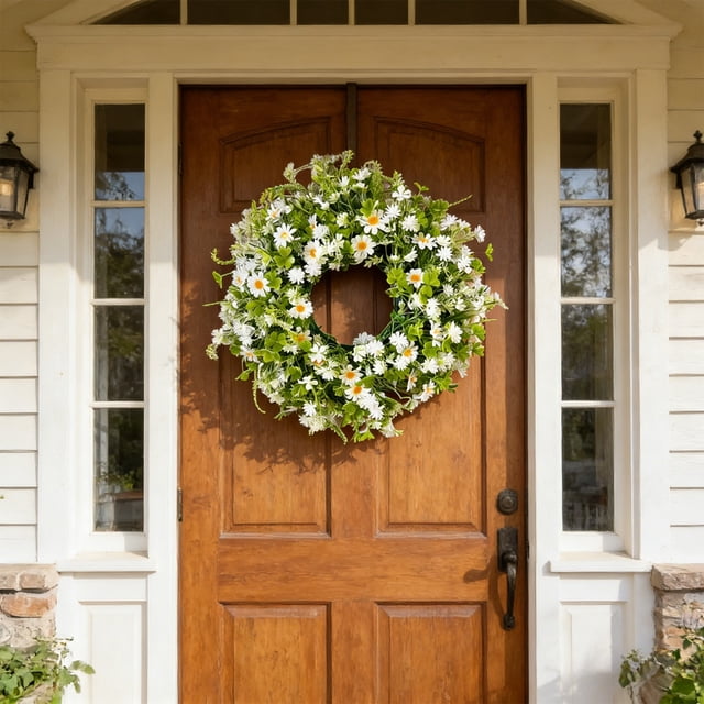 Artificial Flower Wreath Garland for Spring & Summer Door Window Decor, Multicolor Plastic, 45 x 45 x 10 cm, 1 Pack, 23 cm Inner Diameter