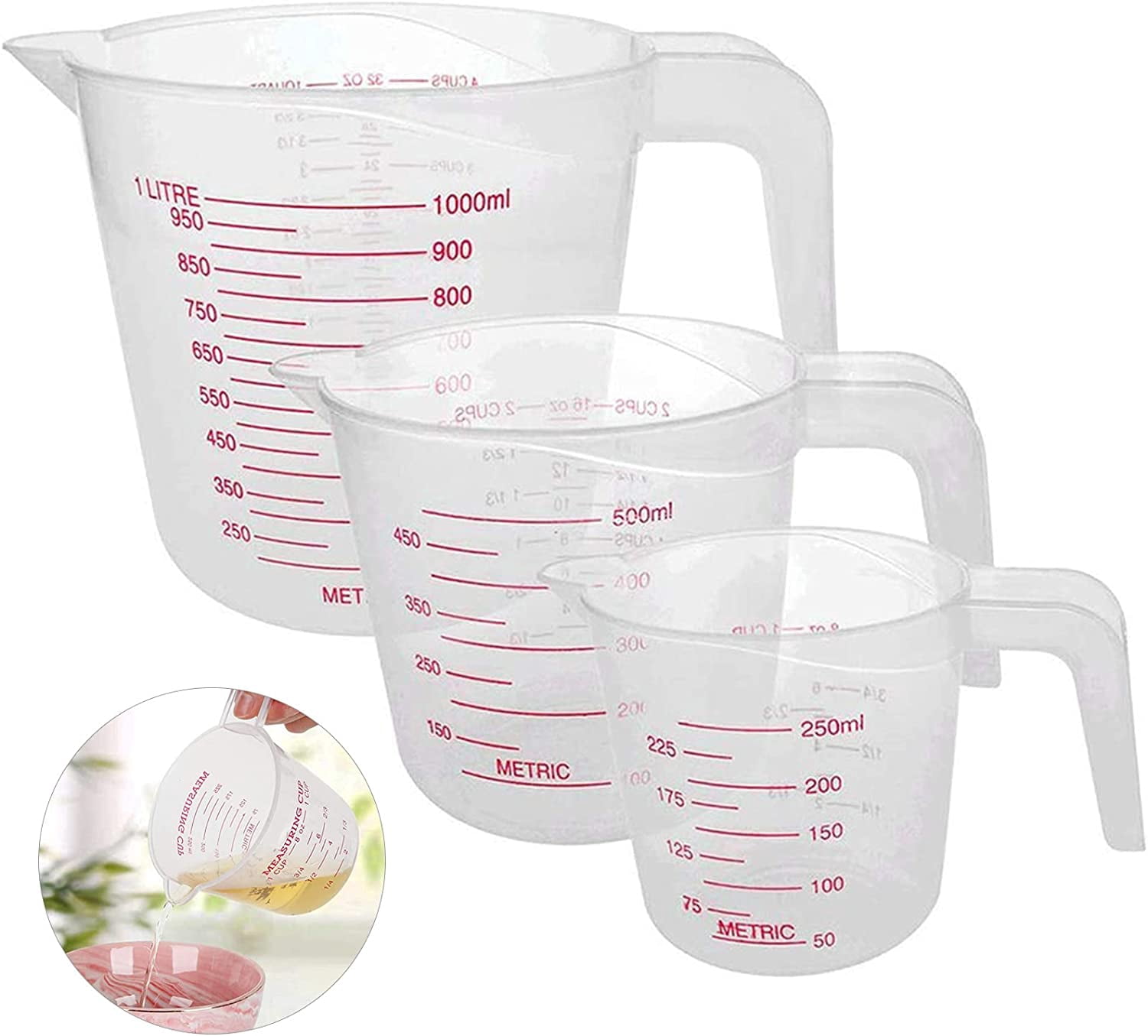 VALICLUD Set De 2 Vasos Medidores Acero Inoxidable 250ml Y 350ml - Precisión Para Cocina Y Hornear