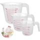 thumbnail image 1 of Vaso medidor de 3 piezas, vaso medidor de plástico (1000 ml, 500 ml, 250 ml) vaso medidor graduado con asa, medición de cocina y laboratorio, 1 of 5