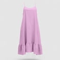 thumbnail image 4 of Miluxas Women's Solid Ruffle Hem Spaghetti Strap Midi Dress Square Neck Loose Fit Cami Shift Dress Summer Flowy Beach Dress Lounge Wear Pink, 4 of 4