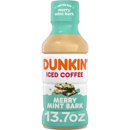 Dunkin' Merry Mint Bark Iced Coffee Single Bottle, 13.7 fl oz