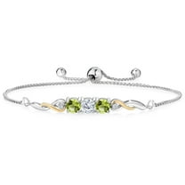 Gem Stone King 925 Sterling Silver and 10K Yellow Gold White Lab Grown Diamond Tennis Bracelet for Women (1.62 Cttw, Gemstone April Birthstone, Fully Adjustable up to 9 inch)
