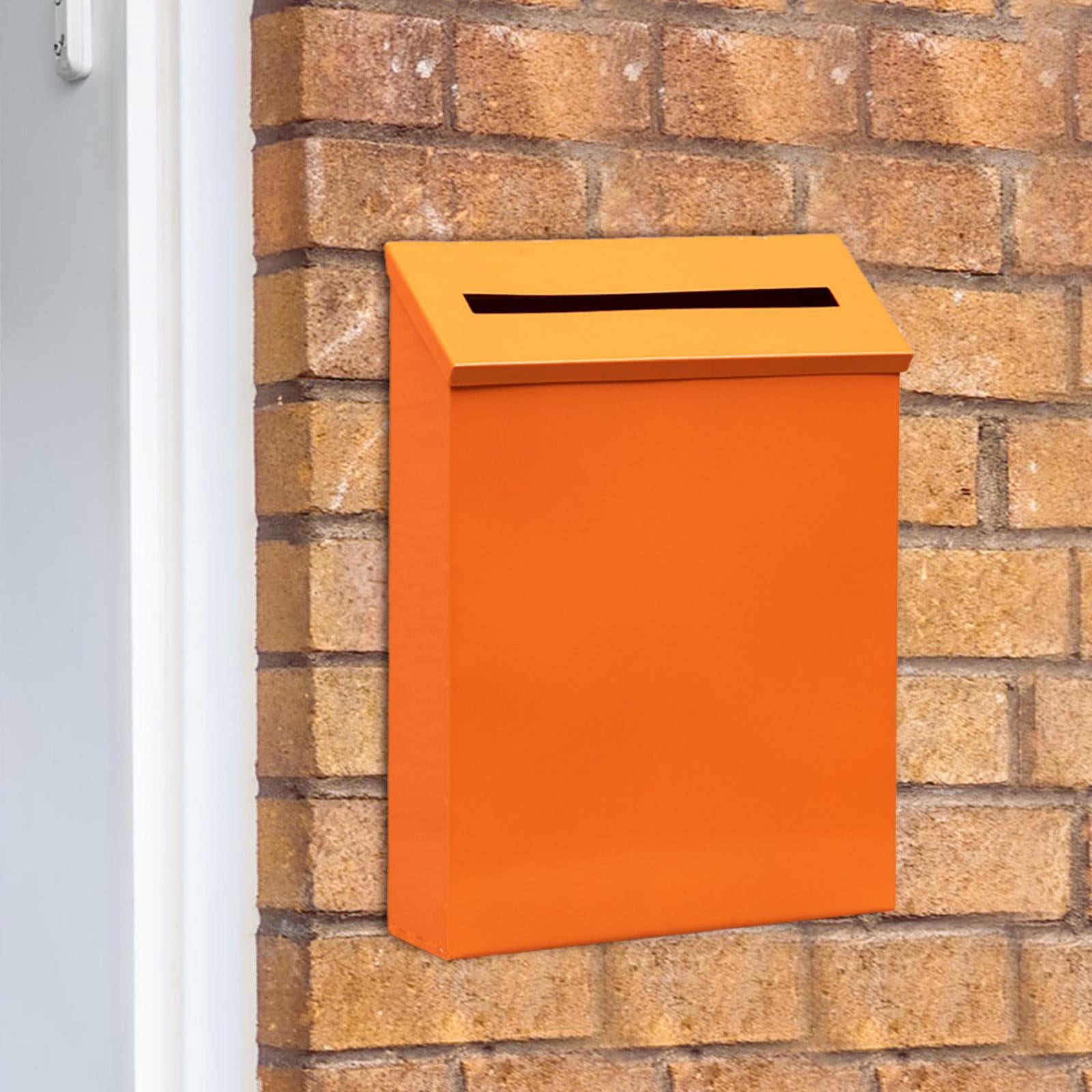 Wall Mount Mailbox Metal Postbox Newspaper Holder Box for Outside Front Door Orange