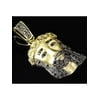 10K Yellow Gold Genuine Black Diamond Mini Jesus Piece Pendant 1.25" (0.50Ct)
