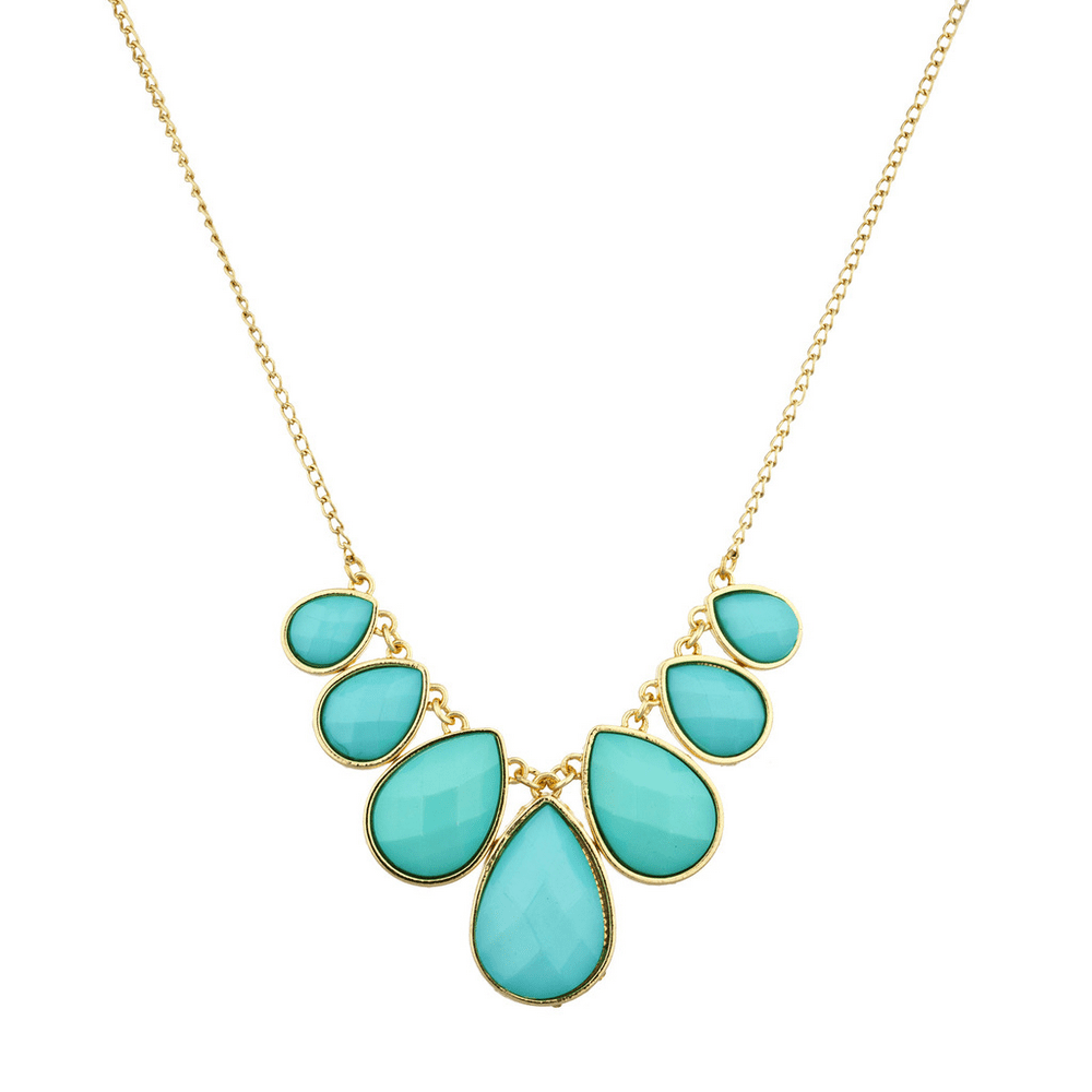 Lux Accessories Lux Accessories Gold Tone and Turquoise Teardrop