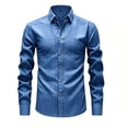 thumbnail image 5 of LODIENY Men's Stretch Wrinkle Free Dress Shirt Long Sleeve Collared Button Down Shirts Regular Fit Wedding Work Blouses Blue S, 5 of 6