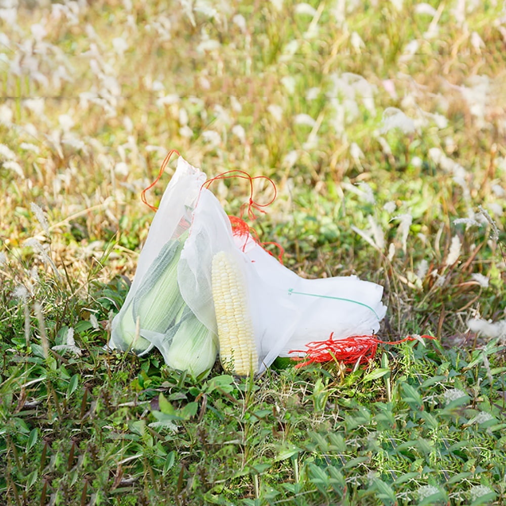 100 x Garden Plant Fruit Protection Bag Drawstring Net Mesh Barrier Bag 15x10cm