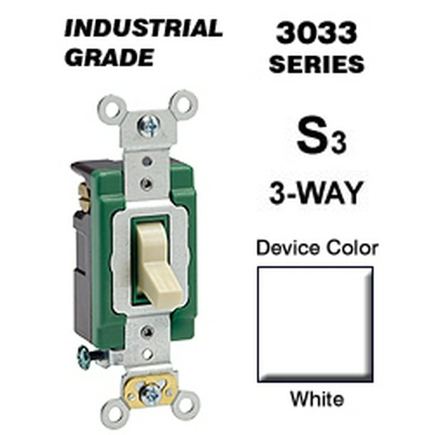 Leviton 3033-2W 30 Amp 3-Way Toggle Switch Industrial - White - Walmart.com