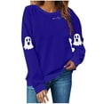 thumbnail image 3 of DDAPJ pyju Ghost Halloween Sweatshirt for Women Spooky Season Sweatshirts Crewneck Long Sleeves Fall Holiday Pullover Top, 3 of 7