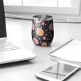 thumbnail image 3 of 12oz Stemless Wine Tumblers Fall Pumpkins Flowers Stars Pattern Vacuum Insulated Stainless Steel Travel Tumbler Cups Mug with Lid and Straw for Champaign,Cocktail,Beer with Cleaning Brush, 3 of 5