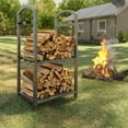 thumbnail image 1 of 30 Inch Firewood Rack Outdoor Indoor, High Outdoor Wood Racks for Firewood, Fire Wood Storage with Kindling Hooks, Large Metal Fireplace Log Rack Storage Carrier Organizer, Sliver, 1 of 8