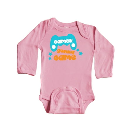 

Inktastic Gamer Gonna Game Joystick Joypad - Orange Blue Gift Baby Boy or Baby Girl Long Sleeve Bodysuit