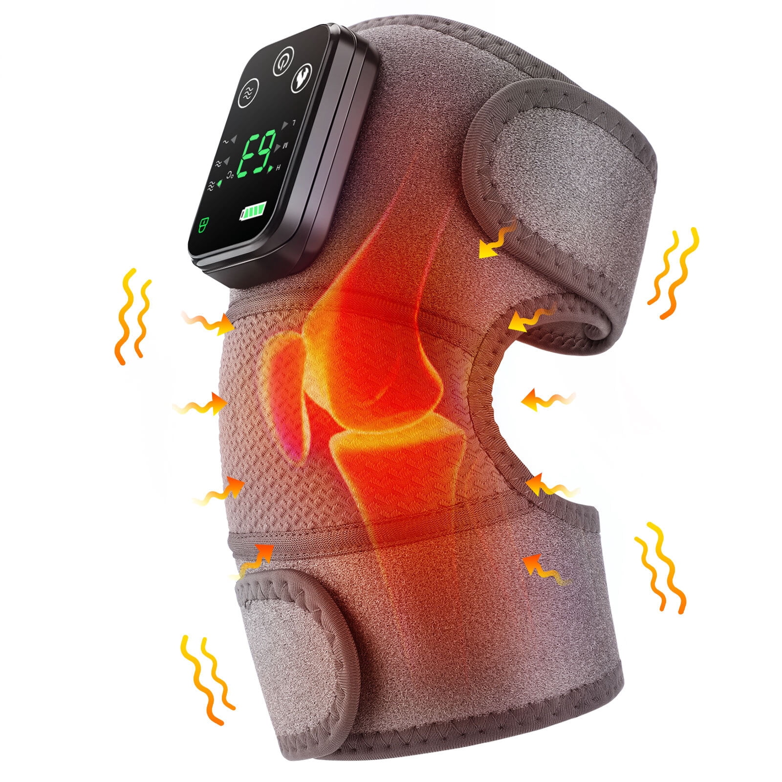 Cordless Knee Massager, Heating Pad Knee Wrap Brace, Shoulder Elbow Knee 3 in 1 Heated Vibration Massager for Stress Relief, Relax Muscle, 1pc
