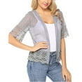 thumbnail image 5 of Cardigan Boléro Transparent pour Femmes, Décontracté, Ouvert à l'Avant, Crochet Dentelle, Manches Mi-Longues, Élégant, Couvre-Maillot, Chandail, 5 of 5