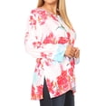 thumbnail image 4 of Sakkas Linea Women's Casual Floral Print Long Sleeve Swing Boho Pullover Tunic Top - FR216-Red - Plus Size, 4 of 5