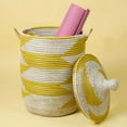 thumbnail image 2 of Medium Laundry Basket Lid Hood Yellow White, 2 of 2
