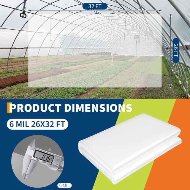 AKDSteel Transparent Greenhouse Film Heavy Duty Plastic Cover For Greenhouse, Durable Uv Resistant Poly Film For Plant Protection And Optimal Light Transmission