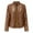 Brown, variant on Brown Loose Casual Jacket, Polyester Warm Winter Outwear Coats, Winter Warm Women Short Coat Leather Jacket Zipper Tops Overcoat Outwear, L