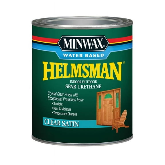 1 Pc, Minwax Helmsman Satin Clear Water-Based Spar Urethane 1 Qt