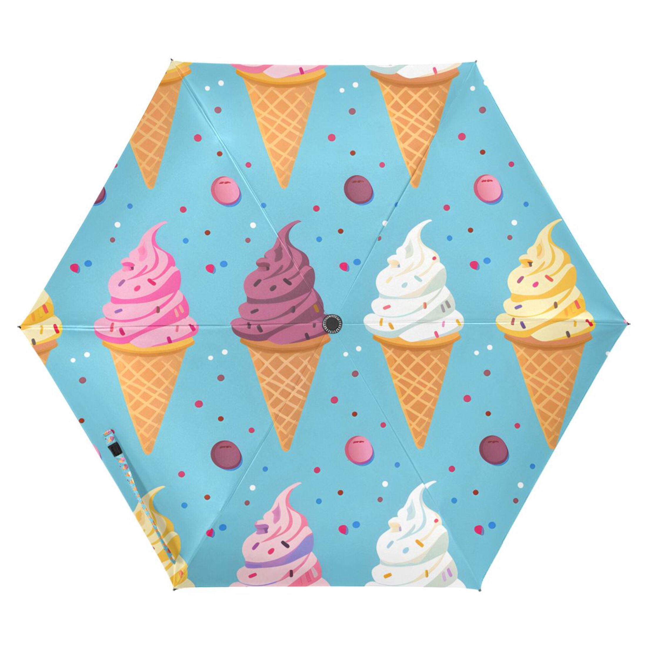 Cartoon Ice Cream Compact Sun Umbrella Windproof Travel Umbrellas for Rain Strong Portable UV Protection