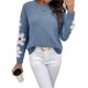 thumbnail image 1 of Suéteres de Cuello Redondo, Larga y Hombros Caídos con Estampado Floral para Mujer. Azul S, 1 of 10