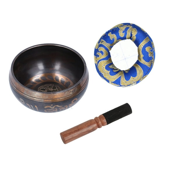 M Buder Cuenco Tibetano de Meditación Hecho a Mano Set de Cuenco de Sonido de Buda con Palo y Cojín para Yoga, Terapia de Sonido y Sanación de Chakras (8.5 cm / 3.3 inches) 1 Paquete