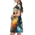 thumbnail image 2 of Naloa Red And Blue Flame Wave Dragon Print Womens Summer A-Line Dress with Pockets,Short Sleeve Dresses,Flowy Beach Swing Dress for Vacation Travel, 2 of 6