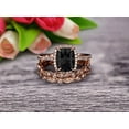 thumbnail image 5 of 3Pcs Black Diamond Moissanite 3.05 Carat Trio Ring Set Engagement Ring On Solid 10k Rose Gold Full Eternity Ring Art Deco Milgrain Promise Ring, 5 of 5