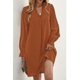 thumbnail image 1 of Women's Split V Neck Ruffled Sleeves Shirt Dress, 1 of 13