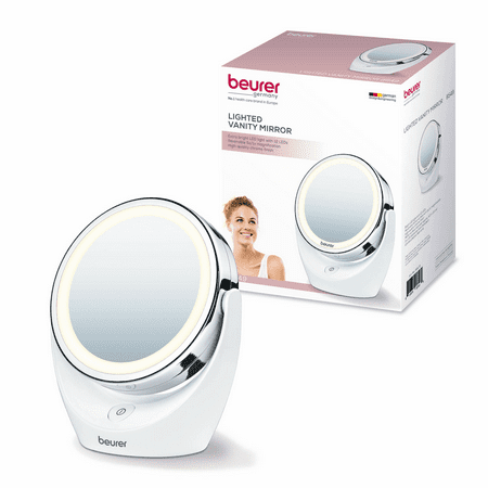 Beurer 5x Magnifying Cosmetic Vanity Makeup Mirror, Illuminated LED Mirror, Double Sided Mirror with 360 Degree Swivel Rotation, (Best Magnification For Makeup Mirror)