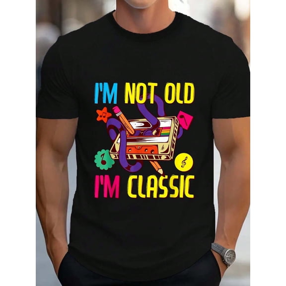 100% Cotton 90s Outfit Women & Men, 80s Costume, I'm Not Old I'm Classic T-Shirt Women's Men's Graphic Tee Causal Tops