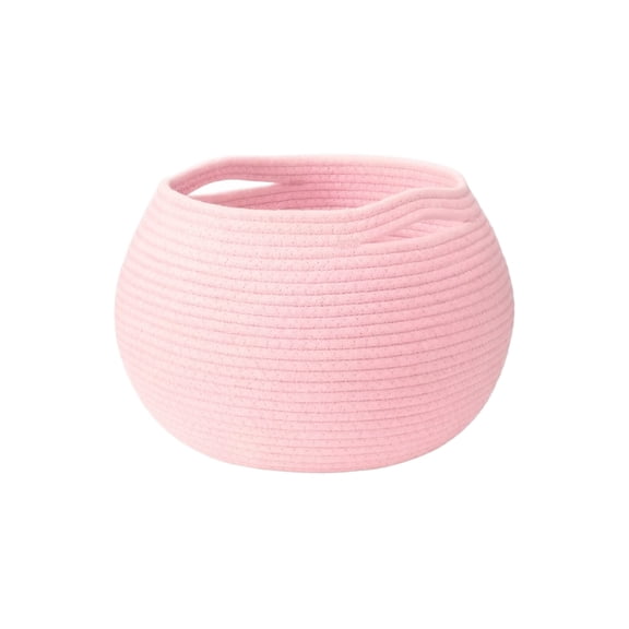 Large Blanket Basket, Jumbo Laundry Hamper, Cotton Rope Basket with Handles for Living Room,Baby Toy Storage Bins, Pink