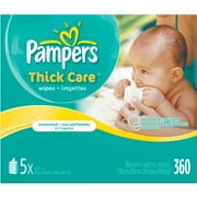 Pampers Thickcare Baby Wipes, Unscented, (360 count)