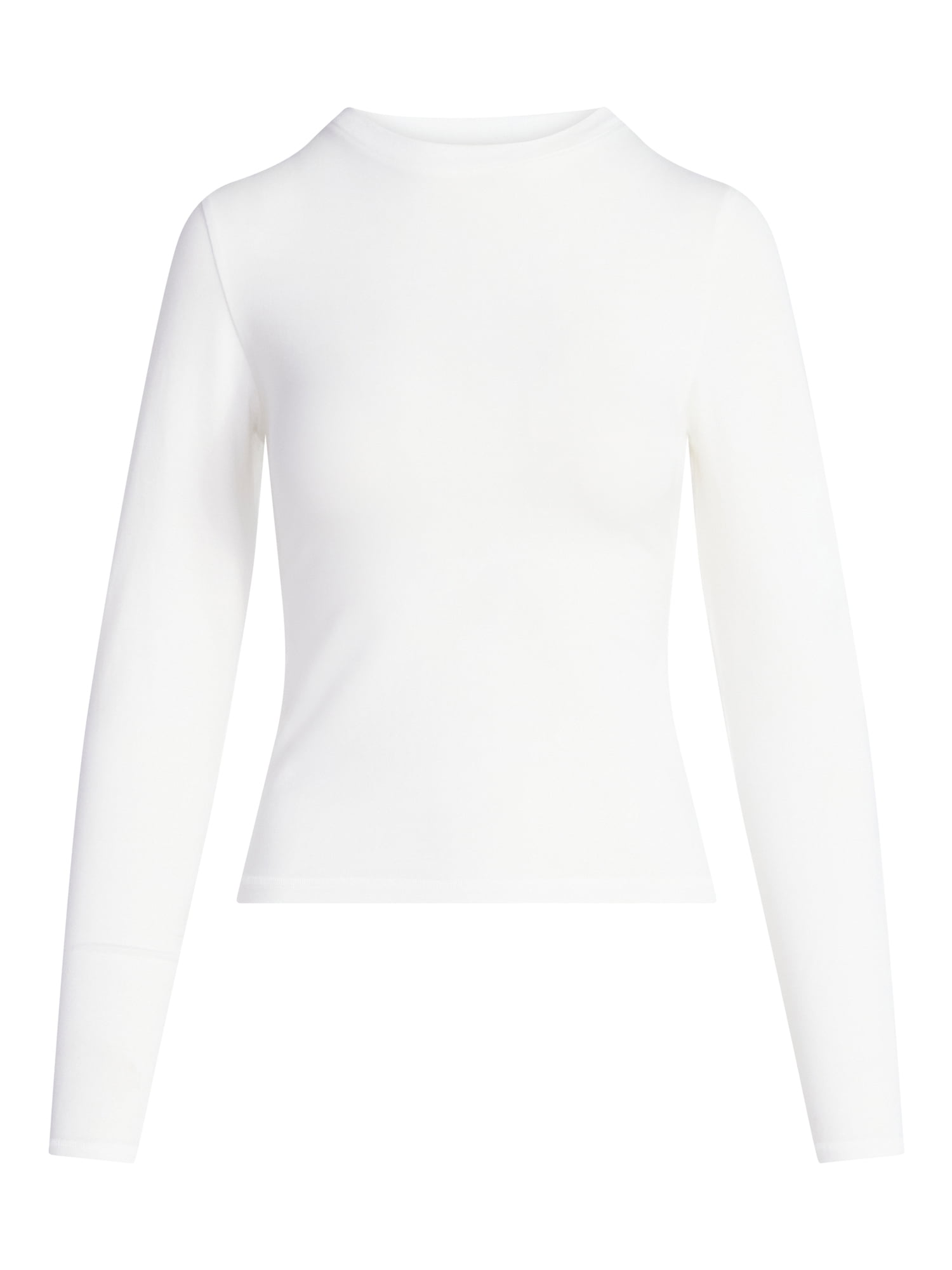 Scoop Women’s Stretch Cotton Blend Crewneck Tee with Long Sleeves, Sizes XS-XXL