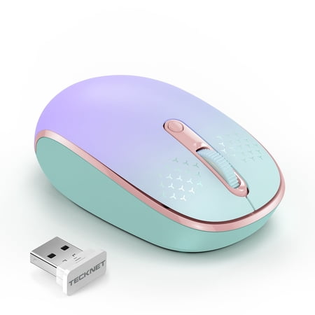 TECKNET Wireless Mouse 2.4G Quiet Computer Mouse with USB Receiver 4 Buttons Portable Cordless Mice for Chromebook Laptop PC Mac 800/1200/1600 DPI