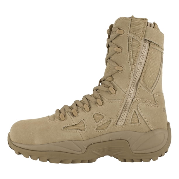 Botas Reebok Rapid Response con puntera de seguridad compuesta y cierre lateral con cremallera, color tan