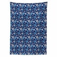 thumbnail image 2 of Cartoon Tablecloth, Illustration of Pastel Blossoms Botanical Bouquets Summer Flourish Yard, Rectangle Satin Table Cover for Dining Room and Kitchen, 60" X 84", Indigo and Violet Blue, by Ambesonne, 2 of 2