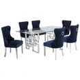 thumbnail image 1 of Rectangular Clear Glass 7pc Dining Set with Silver Stainless Steel Base, 1 of 3