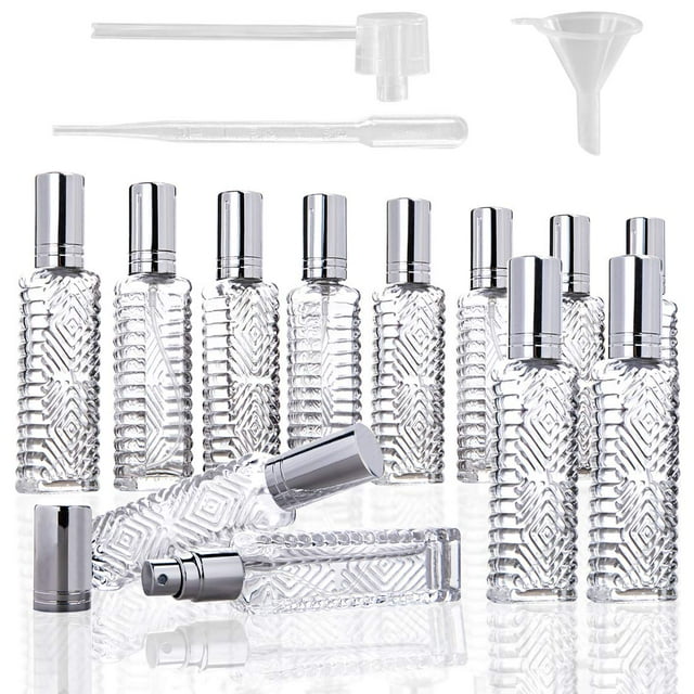 Botellas de perfume YU FENG, atomizador de vidrio transparente de 13 ml (12 unidades)