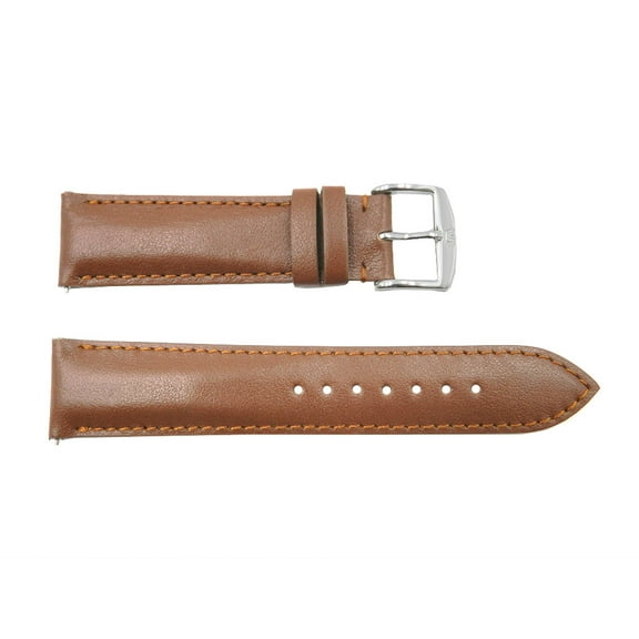 Quick Release 18mm Brown Leather Smooth Watch Band Replacement Straps