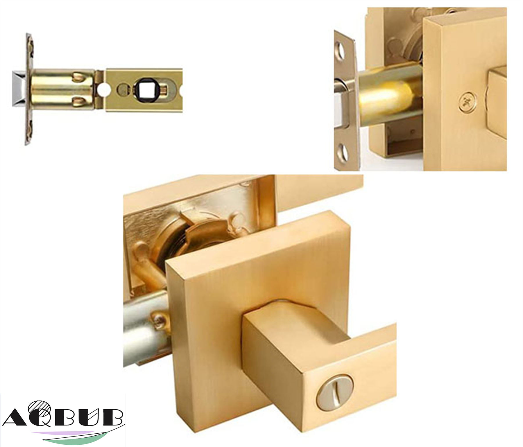 6 sets of interior door handles with satin brass finish, privacy