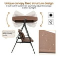 thumbnail image 6 of COZONY 3 Seat Outdoor Porch Swing, Patio Swing Chair and Canopy, Retractable Hammock With Adjustable Awning，Removable Cushions, For Balconies, Backyards, Terraces, Gardens and Poolsides, Brown, 6 of 10