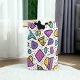 thumbnail image 6 of Yayeee Freestanding Laundry Hamper with Handle Collapsible Large Storage Basket for Clothes, Purple Retro Pattern, 6 of 7