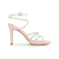 thumbnail image 3 of BLISSFUL STEP Women's Rhiness Strappy Stiletto Heels Sandals Pink 7, 3 of 8