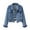 #181-Blue, variant on Roncen Women's Spring Autumn Denim Jacket - Solid Color Collarless Long Sleeve Coat - Casual Button-Up Lightweight Outerwear with Front Pocket Design