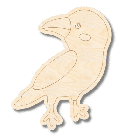 Unfinished Wood Etched Crow Shape | Paint By Line Crafts 16" / 1/8"