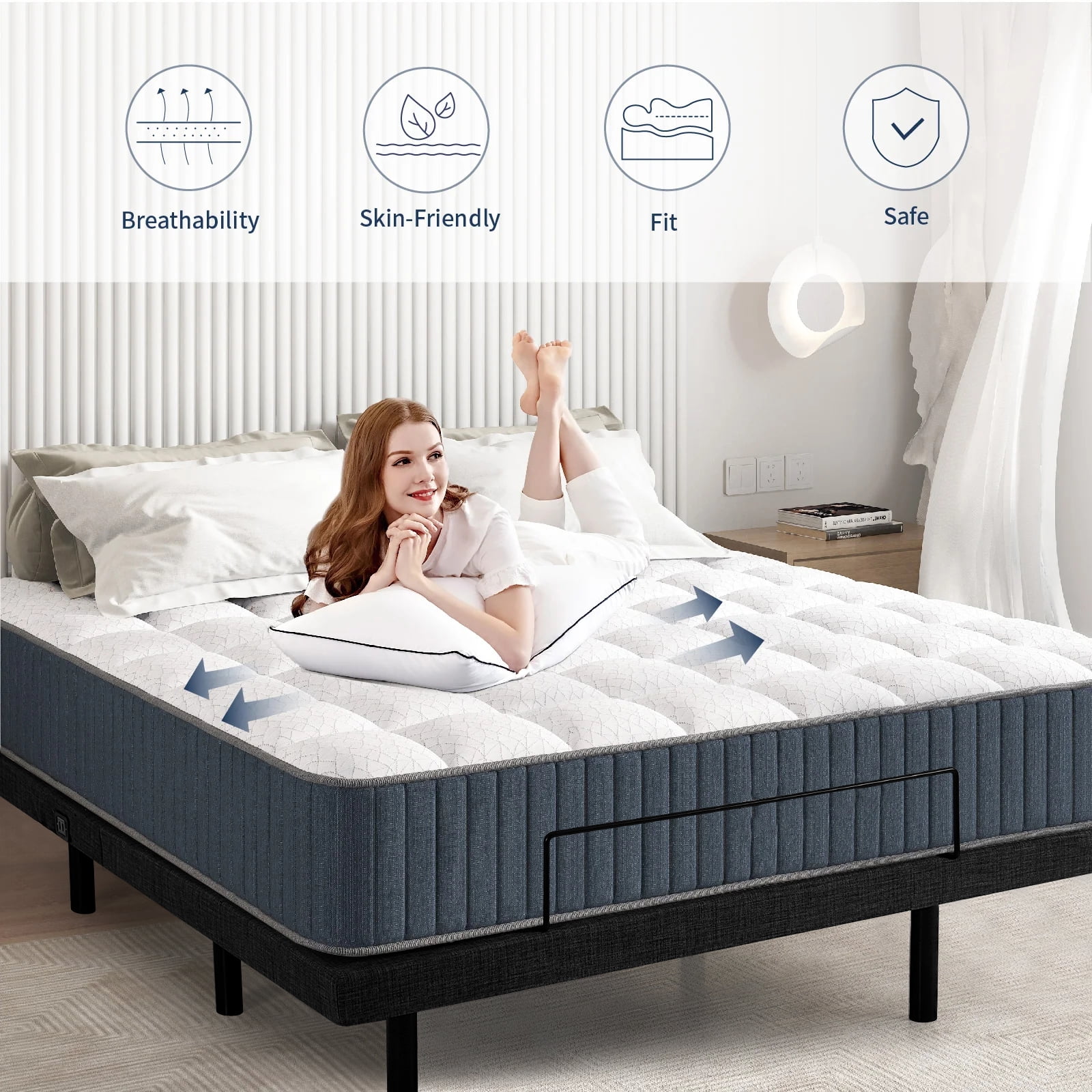 Adjustable Bed Frame,Twin XL Bed Frame with Head and Foot Incline ,USB